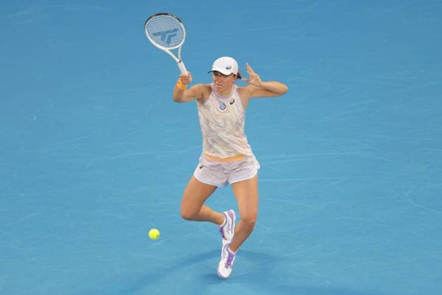 Iga Swiatek, POL, during first round of 2023 Australian Open in Melbourne, 16 01 2023