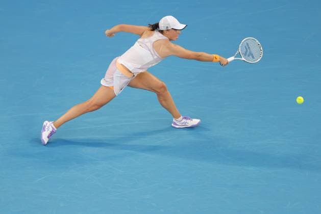 Iga Swiatek, POL, during first round of 2023 Australian Open in Melbourne, 16 01 2023