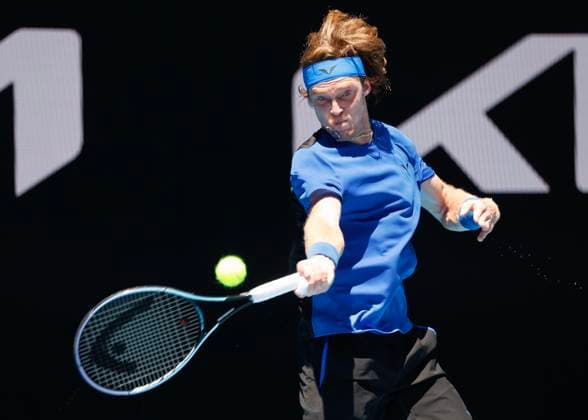 Andrey Rublev, Australian Open 2023, Melbourne Park, Melbourne, Victoria, Australia Copyright: xJuergenxHasenkopfx