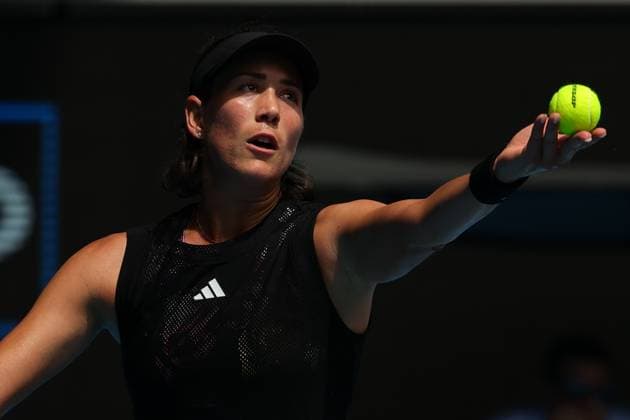 Garbine Muguruza of Spain serves during round 1 match between Garbine Muguruza of Spain and Elise Mertens of Belgium Day 2 at the Australian Open Tennis 2023 at Margaret Court Arena, Melbourne, Australia on 17 January 2023. Copyright: xPeterxDovganx 34780348