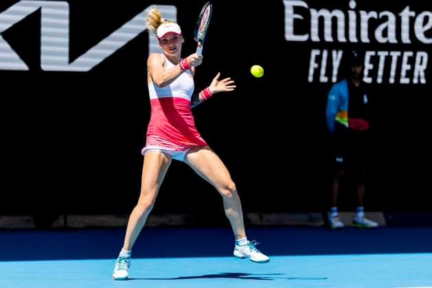 MELBOURNE, VIC - JANUARY 17: Tereza Martincova of the Czech Republic in action during Round 1 of the 2023 Australian Open on January 17 2023, at Melbourne Park in Melbourne, Australia. (Photo by Jason Heidrich Icon Sportswire) TENNIS: JAN 17 Australian Open Icon220117019