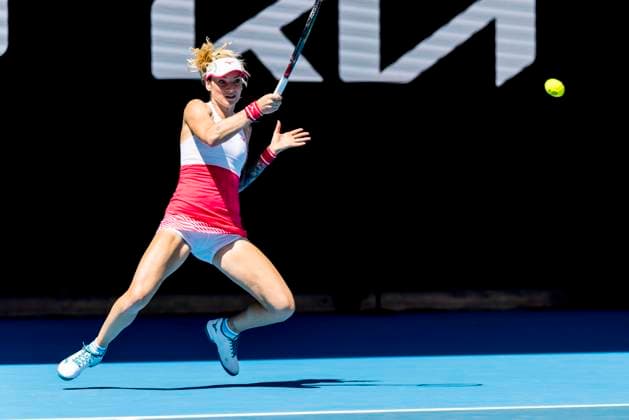 MELBOURNE, VIC - JANUARY 17: Tereza Martincova of the Czech Republic in action during Round 1 of the 2023 Australian Open on January 17 2023, at Melbourne Park in Melbourne, Australia. (Photo by Jason Heidrich Icon Sportswire) TENNIS: JAN 17 Australian Open Icon220117021