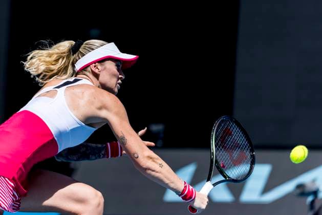 MELBOURNE, VIC - JANUARY 17: Tereza Martincova of the Czech Republic in action during Round 1 of the 2023 Australian Open on January 17 2023, at Melbourne Park in Melbourne, Australia. (Photo by Jason Heidrich Icon Sportswire) TENNIS: JAN 17 Australian Open Icon220117025