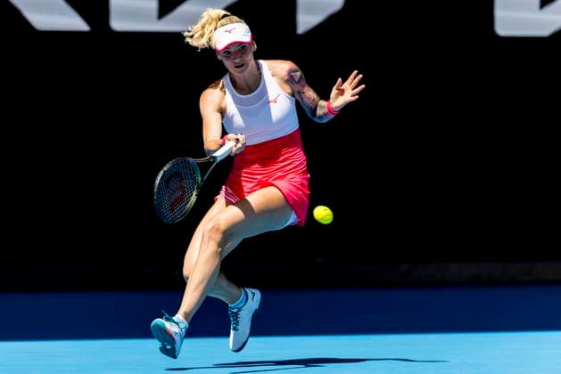 MELBOURNE, VIC - JANUARY 17: Tereza Martincova of the Czech Republic in action during Round 1 of the 2023 Australian Open on January 17 2023, at Melbourne Park in Melbourne, Australia. (Photo by Jason Heidrich Icon Sportswire) TENNIS: JAN 17 Australian Open Icon220117034