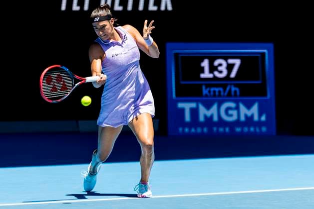 MELBOURNE, VIC - JANUARY 17: Caroline Garcia of France in action during Round 1 of the 2023 Australian Open on January 17 2023, at Melbourne Park in Melbourne, Australia. (Photo by Jason Heidrich Icon Sportswire) TENNIS: JAN 17 Australian Open Icon220117076
