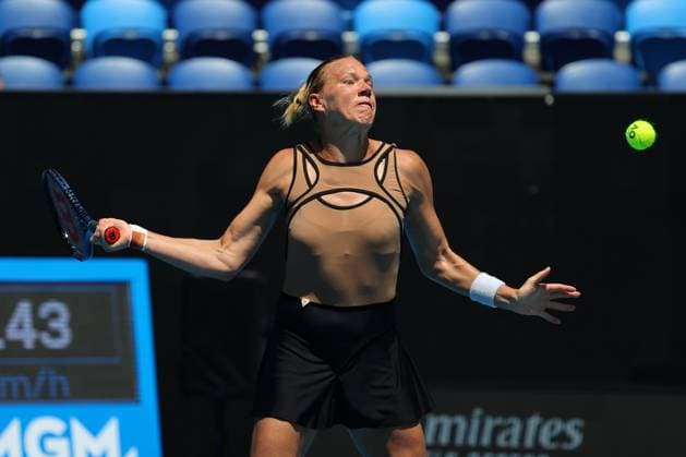 Kaia Kanepi of Estonia in action during round 1 match between Kaia Kanepi of Estonia and Kimberly Birrell of Australia Day 2 at the Australian Open Tennis 2023 at KIA Arena, Melbourne, Australia on 17 January 2023. Copyright: xPeterxDovganx 34780371