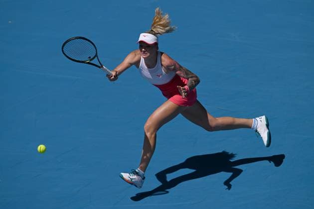 TENNIS AUSTRALIAN OPEN, Tereza Martincova of the Czech Republic returns during her 1st round women? singles match against Aryna Sabalenka of Belarus during 2023 Australian Open tennis tournament at Melbourne Park in Melbourne, Tuesday, January 17, 2023. ( NO ARCHIVING, EDITORIAL USE ONLY, NO USE IN BOOKS WITHOUT CONSENT MELBOURNE VICTORIA AUSTRALIA  Copyright: xJAMESxROSSx 20230117001753397856