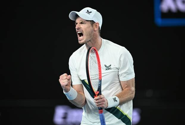 TENNIS AUSTRALIAN OPEN, Andy Murray of Great Britain reacts during his first round match against Matteo Berrettini of Italy at the 2023 Australian Open tennis championship at Melbourne Park in Melbourne, Tuesday, January 17, 2023. ( NO ARCHIVING, EDITORIAL USE ONLY, NO USE IN BOOKS WITHOUT CONSENT MELBOURNE VICTORIA AUSTRALIA  Copyright: xJAMESxROSSx 20230117001753398104