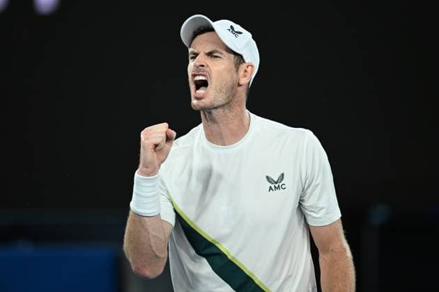 TENNIS AUSTRALIAN OPEN, Andy Murray of Great Britain celebrates during his 1st round singles match against Matteo Berrettini of Italy during 2023 Australian Open tennis tournament at Melbourne Park in Melbourne, Tuesday, January 17, 2023. ( NO ARCHIVING, EDITORIAL USE ONLY, NO USE IN BOOKS WITHOUT CONSENT MELBOURNE VICTORIA AUSTRALIA  Copyright: xJAMESxROSSx 20230117001753402646
