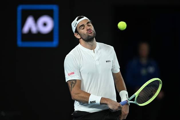 TENNIS AUSTRALIAN OPEN, Matteo Berrettini of Italy reacts after losing a point during his 1st round singles match against Andy Murray of Great Britain during 2023 Australian Open tennis tournament at Melbourne Park in Melbourne, Tuesday, January 17, 2023. ( NO ARCHIVING, EDITORIAL USE ONLY, NO USE IN BOOKS WITHOUT CONSENT MELBOURNE VICTORIA AUSTRALIA  Copyright: xJAMESxROSSx 20230117001753403477