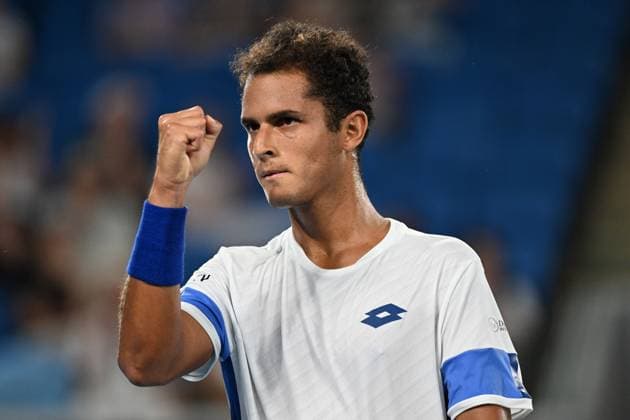 TENNIS AUSTRALIAN OPEN, Juan Pablo Varillas of Peru during his first round match against Alexander Zverev of Germany at the 2023 Australian Open tennis tournament at Melbourne Park in Melbourne, Tuesday, January 17, 2023. ( NO ARCHIVING, EDITORIAL USE ONLY, NO USE IN BOOKS WITHOUT CONSENT MELBOURNE VICTORIA AUSTRALIA  Copyright: xLUKASxCOCHx 20230117001753413281