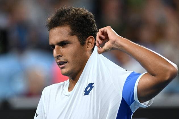 TENNIS AUSTRALIAN OPEN, Juan Pablo Varillas of Peru during his first round match against Alexander Zverev of Germany at the 2023 Australian Open tennis tournament at Melbourne Park in Melbourne, Tuesday, January 17, 2023. ( NO ARCHIVING, EDITORIAL USE ONLY, NO USE IN BOOKS WITHOUT CONSENT MELBOURNE VICTORIA AUSTRALIA  Copyright: xLUKASxCOCHx 20230117001753413332