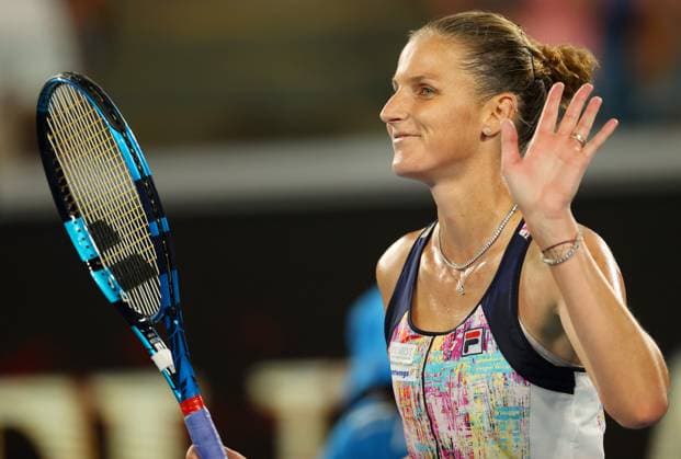 Mandatory Credit: Photo by Ella Ling Shutterstock (13716759t) Karolina Pliskova of Czech Republic celebrates Australian Open, Day Two, Tennis, Melbourne Park, Melbourne, Australia - 17 Jan 2023 Australian Open, Day Two, Tennis, Melbourne Park, Melbourne, Australia - 17 Jan 2023 Copyright: xEllaxLing Shutterstockx 13716759t