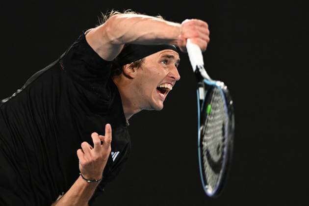 TENNIS AUSTRALIAN OPEN, Alexander Zverev of Germany serves during his first round match against Juan Pablo Varillas of Peru at the 2023 Australian Open tennis tournament at Melbourne Park in Melbourne, Tuesday, January 17, 2023. ( NO ARCHIVING, EDITORIAL USE ONLY, NO USE IN BOOKS WITHOUT CONSENT MELBOURNE VICTORIA AUSTRALIA  Copyright: xLUKASxCOCHx 20230117001753416913