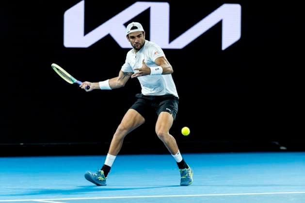 MELBOURNE, VIC - JANUARY 17: Matteo Berrettini of Italy in action during Round 1 of the 2023 Australian Open on January 17 2023, at Melbourne Park in Melbourne, Australia. (Photo by Jason Heidrich Icon Sportswire) TENNIS: JAN 17 Australian Open Icon220117127