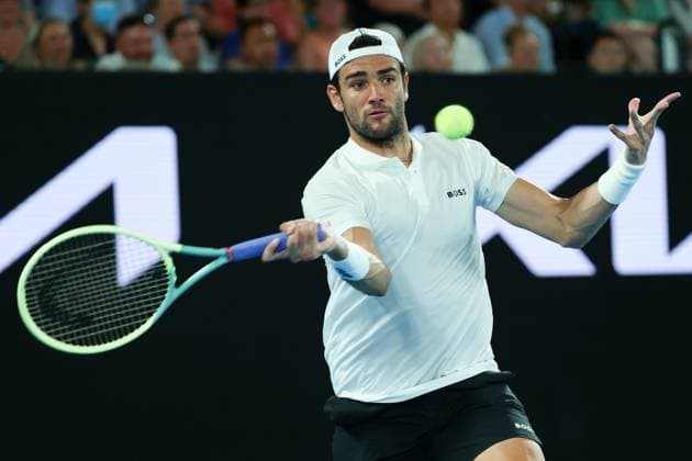 Matteo Berrettini of Italy in action during round 1 match between Andy Murray of Great Britain and Matteo Berrettini of Italy Day 2 at the Australian Open Tennis 2023 at Rod Laver Arena, Melbourne, Australia on 17 January 2023. Copyright: xPeterxDovganx 34780472