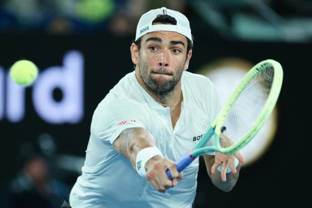 Matteo Berrettini of Italy in action during round 1 match between Andy Murray of Great Britain and Matteo Berrettini of Italy Day 2 at the Australian Open Tennis 2023 at Rod Laver Arena, Melbourne, Australia on 17 January 2023. Copyright: xPeterxDovganx 34780476