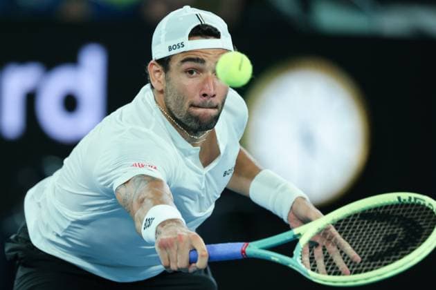 Matteo Berrettini of Italy in action during round 1 match between Andy Murray of Great Britain and Matteo Berrettini of Italy Day 2 at the Australian Open Tennis 2023 at Rod Laver Arena, Melbourne, Australia on 17 January 2023. Copyright: xPeterxDovganx 34780477