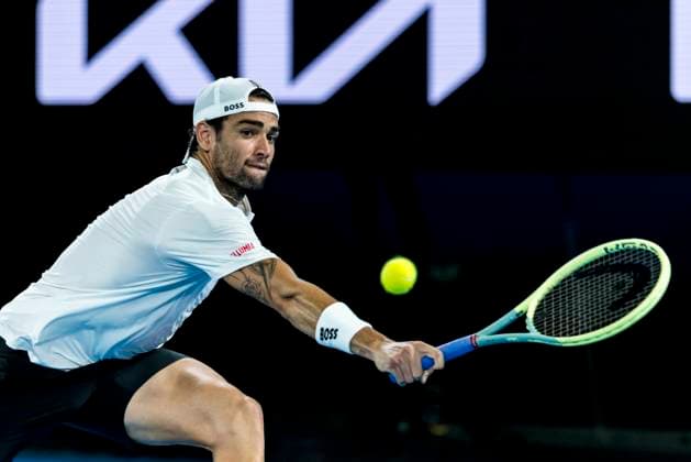 MELBOURNE, VIC - JANUARY 17: Matteo Berrettini of Italy in action during Round 1 of the 2023 Australian Open on January 17 2023, at Melbourne Park in Melbourne, Australia. (Photo by Jason Heidrich Icon Sportswire) TENNIS: JAN 17 Australian Open Icon220117138