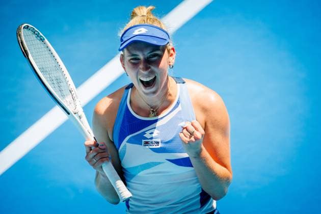 Elise Mertens WTA, Tennis Damen 32) pictured in action during a women s singles first round game between Belgian Mertens (WTA 27) and Spanish Muguruza (WTA 58) at the Australian Open tennis Grand Slam, Tuesday 17 January 2023 in Melbourne Park, Melbourne, Australia. PATRICKxHAMILTON  x58314072x