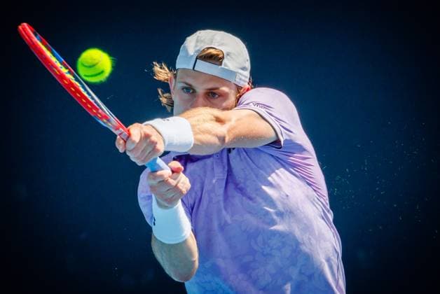 Zizou Bergs ATP, Tennis Herren 131) pictured during a men s singles first round game between Belgian Bergs (ATP 131) and Serbian Djere (ATP 70) at the Australian Open tennis Grand Slam, Tuesday 17 January 2023 in Melbourne Park, Melbourne, Australia. PATRICKxHAMILTON  x58314527x