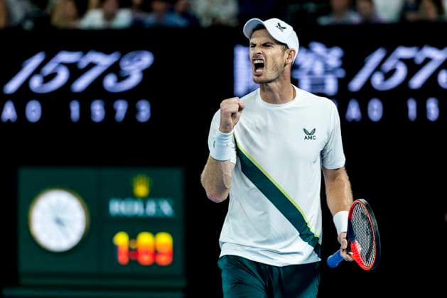 MELBOURNE, VIC - JANUARY 17: Andy Murray of the United Kingdom celebrates during Round 1 of the 2023 Australian Open on January 17 2023, at Melbourne Park in Melbourne, Australia. (Photo by Jason Heidrich Icon Sportswire) TENNIS: JAN 17 Australian Open Icon220117151