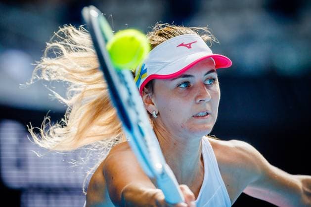 Maryna Zanevska WTA, Tennis Damen 87) pictured in action during a women s singles first round game between Belgian Zanevska (WTA 87) and Russian Kudermetova (WTA 9) at the Australian Open tennis Grand Slam, Tuesday 17 January 2023 in Melbourne Park, Melbourne, Australia. PATRICKxHAMILTON  x58320374x