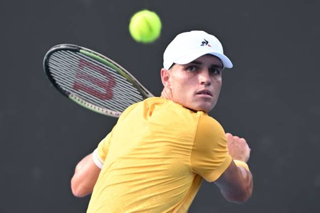 TENNIS AUSTRALIAN OPEN, Christopher O Connell of Australia returns during her 1st round singles match against Jenson Brooksby of the U.S. during 2023 Australian Open tennis tournament at Melbourne Park in Melbourne, Tuesday, January 17, 2023. ( NO ARCHIVING, EDITORIAL USE ONLY, NO USE IN BOOKS WITHOUT CONSENT MELBOURNE VICTORIA AUSTRALIA  Copyright: xJOELxCARRETTx 20230117001753449082