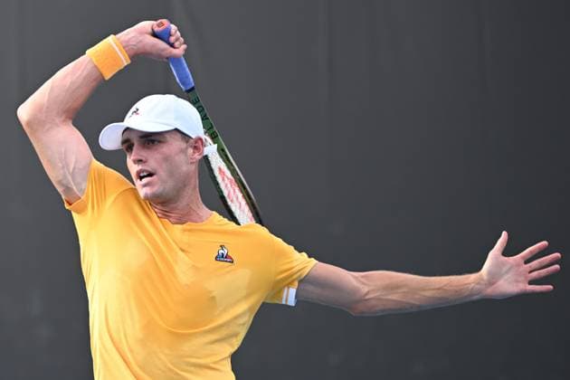 TENNIS AUSTRALIAN OPEN, Christopher O Connell of Australia returns during her 1st round singles match against Jenson Brooksby of the U.S. during 2023 Australian Open tennis tournament at Melbourne Park in Melbourne, Tuesday, January 17, 2023. ( NO ARCHIVING, EDITORIAL USE ONLY, NO USE IN BOOKS WITHOUT CONSENT MELBOURNE VICTORIA AUSTRALIA  Copyright: xJOELxCARRETTx 20230117001753449440
