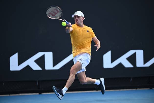 TENNIS AUSTRALIAN OPEN, Christopher O Connell of Australia returns during her 1st round singles match against Jenson Brooksby of the U.S. during 2023 Australian Open tennis tournament at Melbourne Park in Melbourne, Tuesday, January 17, 2023. ( NO ARCHIVING, EDITORIAL USE ONLY, NO USE IN BOOKS WITHOUT CONSENT MELBOURNE VICTORIA AUSTRALIA  Copyright: xJOELxCARRETTx 20230117001753449727