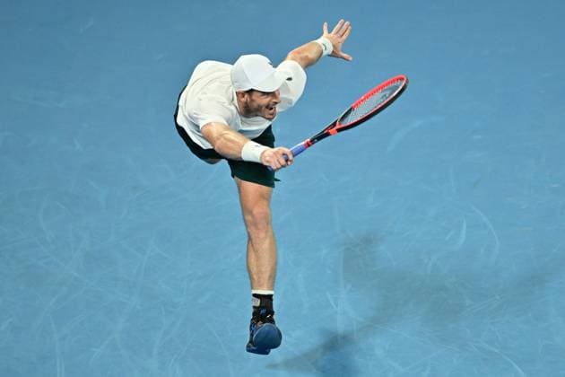 TENNIS AUSTRALIAN OPEN, Andy Murray of Great Britain returns during his 1st round singles match against Matteo Berrettini of Italy during 2023 Australian Open tennis tournament at Melbourne Park in Melbourne, Tuesday, January 17, 2023. ( NO ARCHIVING, EDITORIAL USE ONLY, NO USE IN BOOKS WITHOUT CONSENT MELBOURNE VICTORIA AUSTRALIA  Copyright: xJOELxCARRETTx 20230117001753455944