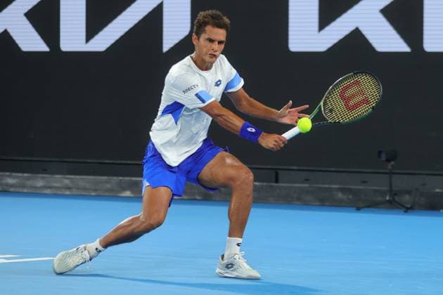 Juan Pablo Varillas of Peru in action during round 1 match between Alexander Zverev of Germany and Juan Pablo Varillas of Peru Day 2 at the Australian Open Tennis 2023 at Margaret Court Arena, Melbourne, Australia on 17 January 2023. Copyright: xPeterxDovganx 34780530