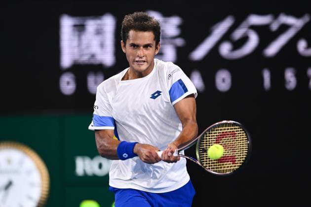 Mandatory Credit: Photo by James Gourley Shutterstock (13716760fd) Juan Pablo Varillas in action during his first round match Australian Open, Day Two, Tennis, Melbourne Park, Melbourne, Australia - 17 Jan 2023 Australian Open, Day Two, Tennis, Melbourne Park, Melbourne, Australia - 17 Jan 2023 Copyright: xJamesxGourley Shutterstockx 13716760fd