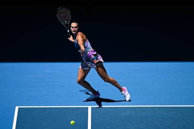 Mandatory Credit: Photo by James Gourley Shutterstock (13716760fz) Aryna Sabalenka in action during her first round match Australian Open, Day Two, Tennis, Melbourne Park, Melbourne, Australia - 17 Jan 2023 Australian Open, Day Two, Tennis, Melbourne Park, Melbourne, Australia - 17 Jan 2023 Copyright: xJamesxGourley Shutterstockx 13716760fz