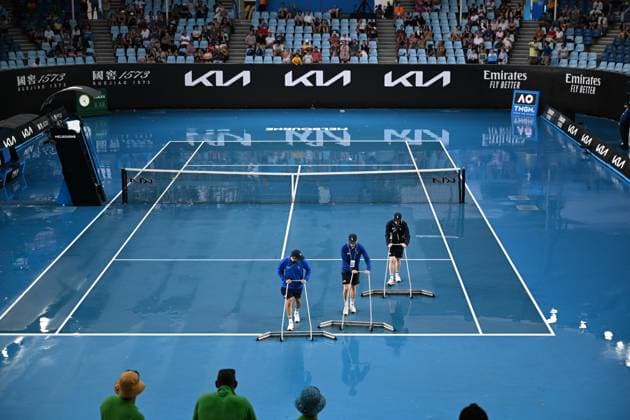TENNIS AUSTRALIAN OPEN, Rain interrupts play during 2023 Australian Open tennis tournament at Melbourne Park in Melbourne, Tuesday, January 17, 2023. ( NO ARCHIVING, EDITORIAL USE ONLY, NO USE IN BOOKS WITHOUT CONSENT MELBOURNE VICTORIA AUSTRALIA  Copyright: xLukasxCochx 20230117001753474342