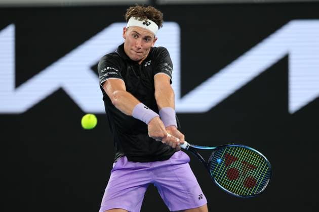 Casper Ruud of Norway in action during round 1 match between Casper Ruud of Norway and Roberto Carballes Baena of Spain Day 2 at the Australian Open Tennis 2023 at Margaret Court Arena, Melbourne, Australia on 17 January 2023. Copyright: xPeterxDovganx 34780590
