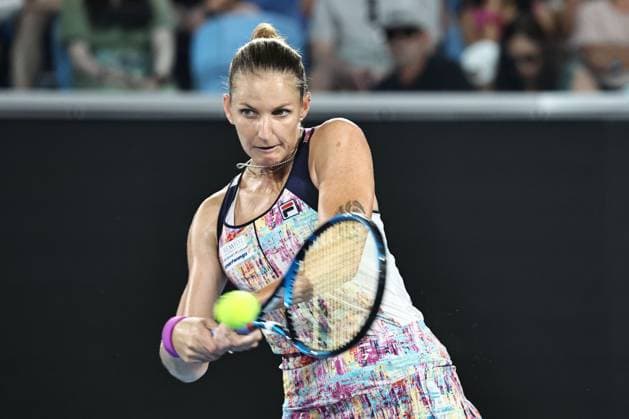 Karolina Pliskova, CZE, during first round of 2023 Australian Open in Melbourne, 17 01 2023