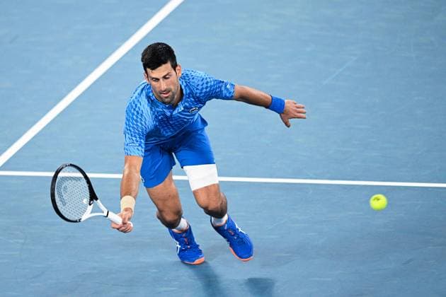 Mandatory Credit: Photo by James Gourley Shutterstock (13716760ik) Novak Djokovic in action during his first round match Australian Open, Day Two, Tennis, Melbourne Park, Melbourne, Australia - 17 Jan 2023 Australian Open, Day Two, Tennis, Melbourne Park, Melbourne, Australia - 17 Jan 2023 Copyright: xJamesxGourley Shutterstockx 13716760ik