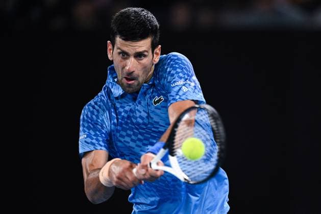Mandatory Credit: Photo by James Gourley Shutterstock (13716760ic) Novak Djokovic in action during his first round match Australian Open, Day Two, Tennis, Melbourne Park, Melbourne, Australia - 17 Jan 2023 Australian Open, Day Two, Tennis, Melbourne Park, Melbourne, Australia - 17 Jan 2023 Copyright: xJamesxGourley Shutterstockx 13716760ic