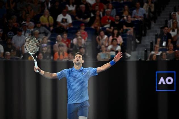 TENNIS AUSTRALIAN OPEN, Novak Djokovic of Serbia during his 1st round singles match against Roberto Carballes Baena of Spain during 2023 Australian Open tennis tournament at Melbourne Park in Melbourne, Tuesday, January 17, 2023. ( NO ARCHIVING, EDITORIAL USE ONLY, NO USE IN BOOKS WITHOUT CONSENT MELBOURNE VICTORIA AUSTRALIA  Copyright: xJOELxCARRETTx 20230118001753534385