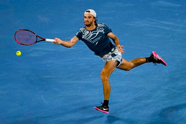 TENNIS AUSTRALIAN OPEN, Tomas Machac of Czech Republic in actioin during his first round match against against Casper Ruud of Norway at the 2023 Australian Open tennis tournament at Melbourne Park in Melbourne, Tuesday, January 17, 2023. ( NO ARCHIVING, EDITORIAL USE ONLY, NO USE IN BOOKS WITHOUT CONSENT MELBOURNE VICTORIA AUSTRALIA  Copyright: xLUKASxCOCHx 20230118001753541841
