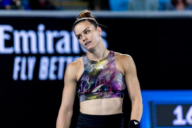 MELBOURNE, VIC - JANUARY 18: Maria Sakkara of Greece shows her frustration during Round 2 of the 2023 Australian Open on January 18 2023, at Melbourne Park in Melbourne, Australia. (Photo by Jason Heidrich Icon Sportswire) TENNIS: JAN 18 Australian Open Icon220118027