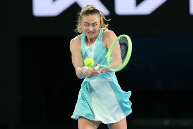 Aliaksandra Sasnovich in action during round 2 match between Jessica Pegula of USA and Aliaksandra Sasnovich Day 3 at the Australian Open Tennis 2023 at Rod Laver Arena, Melbourne, Australia on 18 January 2023. Copyright: xPeterxDovganx 34780663