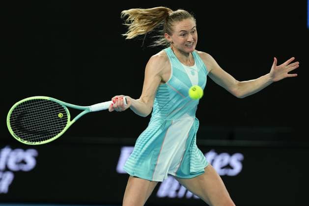 Aliaksandra Sasnovich in action during round 2 match between Jessica Pegula of USA and Aliaksandra Sasnovich Day 3 at the Australian Open Tennis 2023 at Rod Laver Arena, Melbourne, Australia on 18 January 2023. Copyright: xPeterxDovganx 34780665