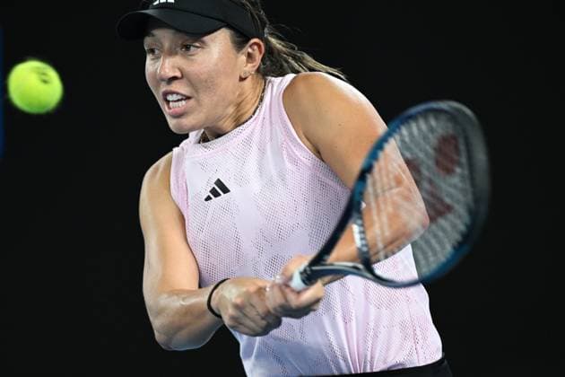 TENNIS AUSTRALIAN OPEN, Jessica Pegula of the USA in action against Aliaksandra Sasnovich during the 2023 Australian Open tennis tournament at Melbourne Park in Melbourne, Wednesday, January 18, 2023. ( NO ARCHIVING, EDITORIAL USE ONLY, NO USE IN BOOKS WITHOUT CONSENT MELBOURNE VICTORIA AUSTRALIA  Copyright: xJAMESxROSSx 20230118001753720317