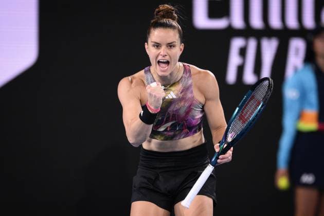 Mandatory Credit: Photo by James Gourley Shutterstock (13716764k) Maria Sakkari celebrates during her second round match Australian Open, Day Three, Tennis, Melbourne Park, Melbourne, Australia - 18 Jan 2023 Australian Open, Day Three, Tennis, Melbourne Park, Melbourne, Australia - 18 Jan 2023 Copyright: xJamesxGourley Shutterstockx 13716764k