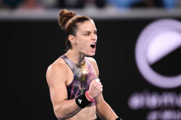 Mandatory Credit: Photo by James Gourley Shutterstock (13716764ar) Maria Sakkari celebrates during her second round match Australian Open, Day Three, Tennis, Melbourne Park, Melbourne, Australia - 18 Jan 2023 Australian Open, Day Three, Tennis, Melbourne Park, Melbourne, Australia - 18 Jan 2023 Copyright: xJamesxGourley Shutterstockx 13716764ar