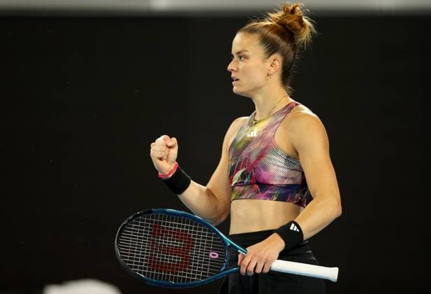 Mandatory Credit: Photo by Ella Ling Shutterstock (13716761m) Maria Sakkari of Greece celebrates Australian Open, Day Three, Tennis, Melbourne Park, Melbourne, Australia - 18 Jan 2023 Australian Open, Day Three, Tennis, Melbourne Park, Melbourne, Australia - 18 Jan 2023 Copyright: xEllaxLing Shutterstockx 13716761m