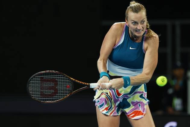 TENNIS AUSTRALIAN OPEN, Petra Kvitova of Czech Republic in action against Anhelina Kalinina during the 2023 Australian Open tennis tournament at Melbourne Park in Melbourne, Wednesday, January 18, 2023. ( NO ARCHIVING, EDITORIAL USE ONLY, NO USE IN BOOKS WITHOUT CONSENT MELBOURNE VICTORIA AUSTRALIA  Copyright: xDIEGOxFEDELEx 20230118001753725163