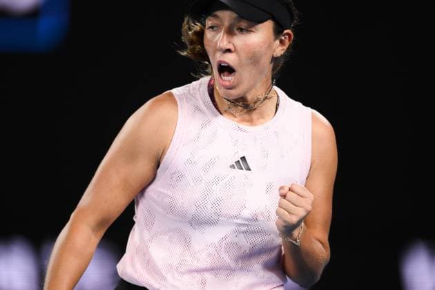Mandatory Credit: Photo by James Gourley Shutterstock (13716764bd) Jessica Pegula celebrates during her second round match Australian Open, Day Three, Tennis, Melbourne Park, Melbourne, Australia - 18 Jan 2023 Australian Open, Day Three, Tennis, Melbourne Park, Melbourne, Australia - 18 Jan 2023 Copyright: xJamesxGourley Shutterstockx 13716764bd